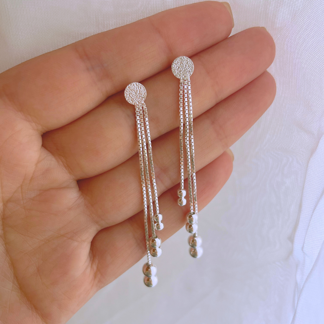 AROS CÍRCULO SATINADO, CADENA CON ESFERAS