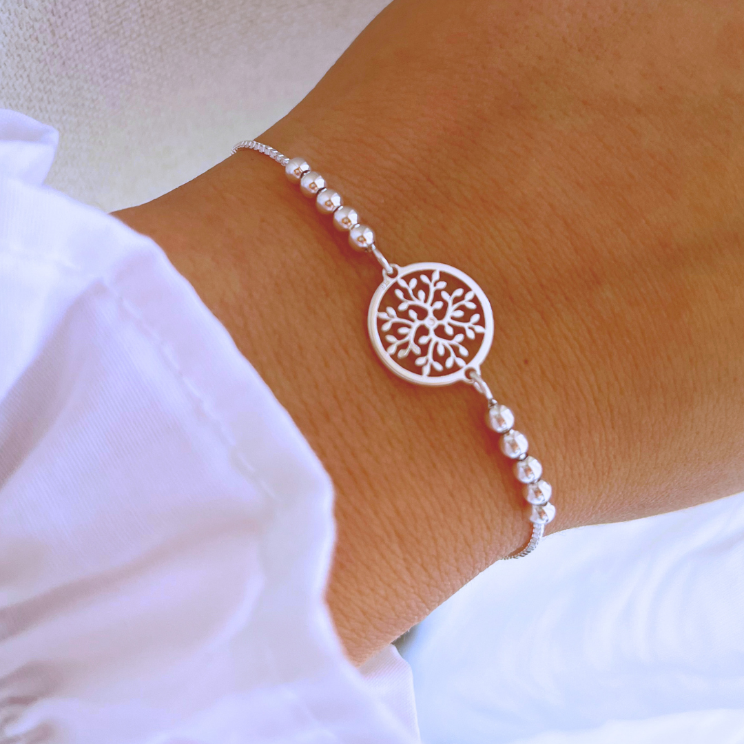 PULSERA AJUSTABLE RAMITAS Y ESFERAS