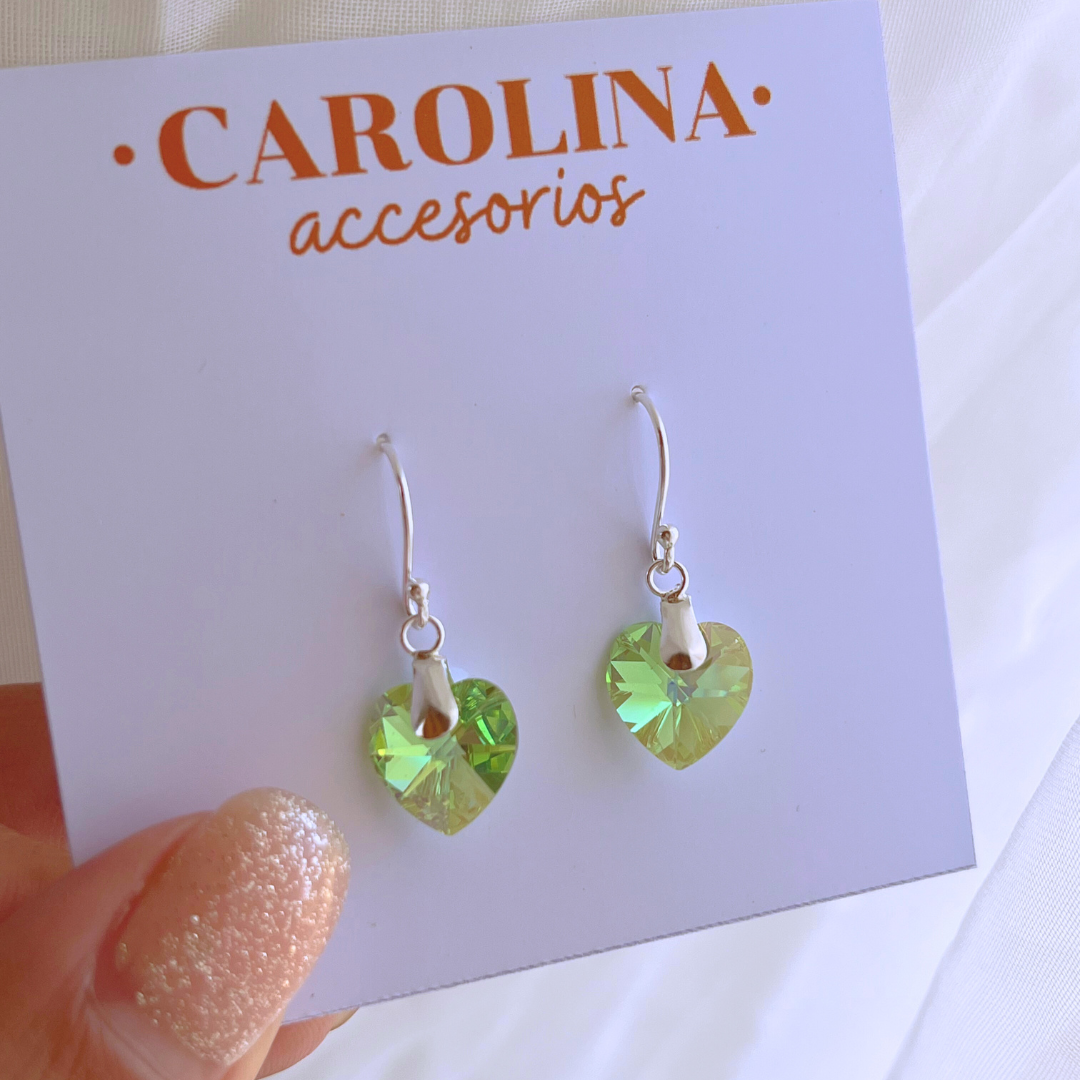 AROS LARGOS CORAZÓN CRISTAL VERDE