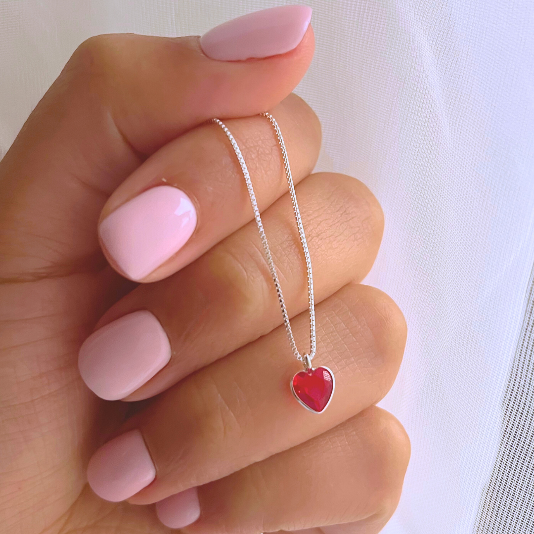 COLLAR CORAZÓN CIRCÓN RUBÍ