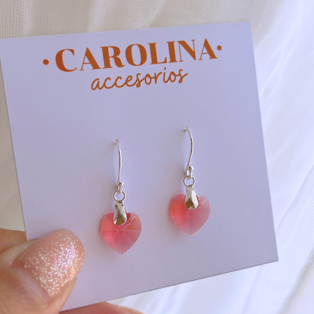 AROS LARGOS CORAZÓN CRISTAL ROSA PALIDO