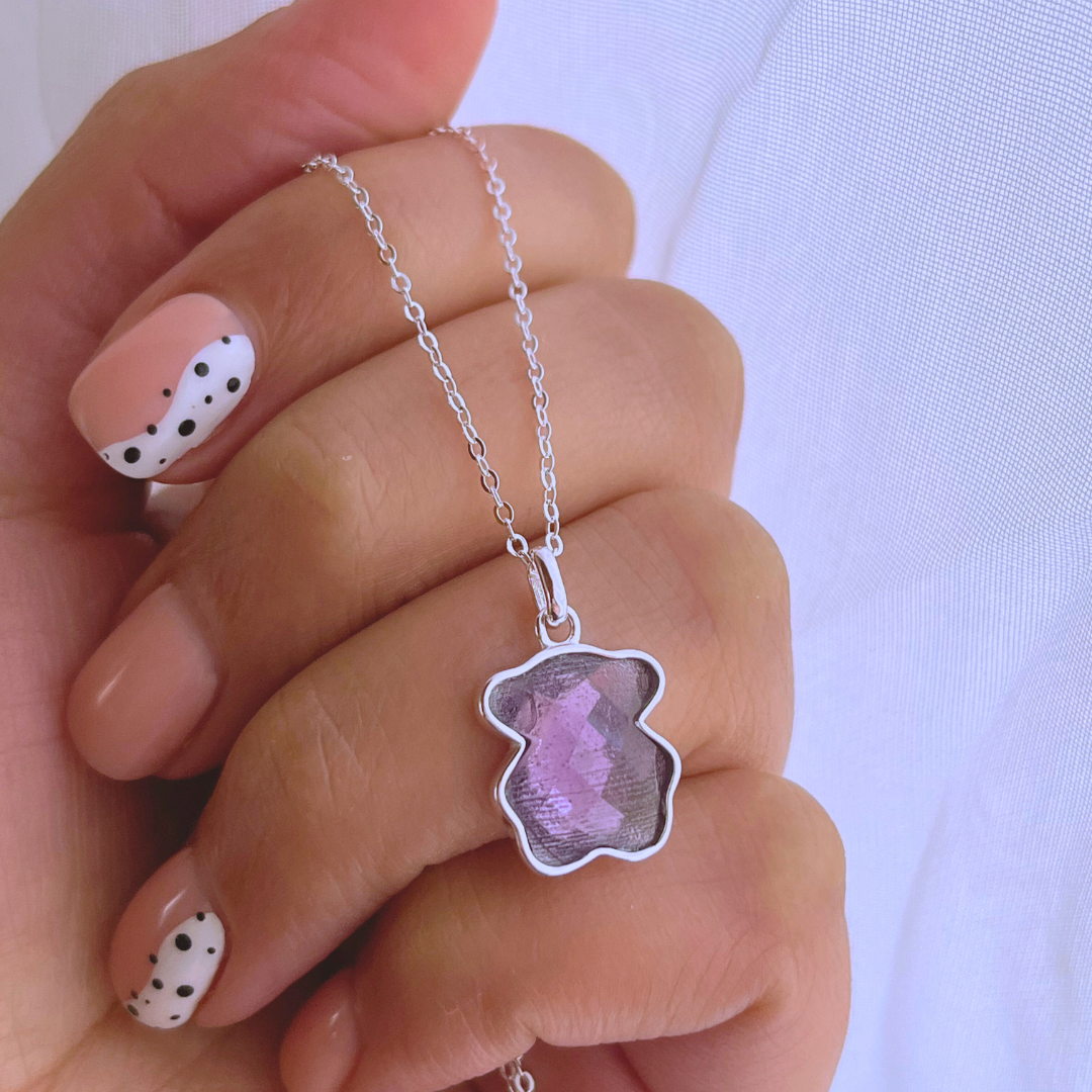 COLLAR OSITO CRISTAL AMATISTA