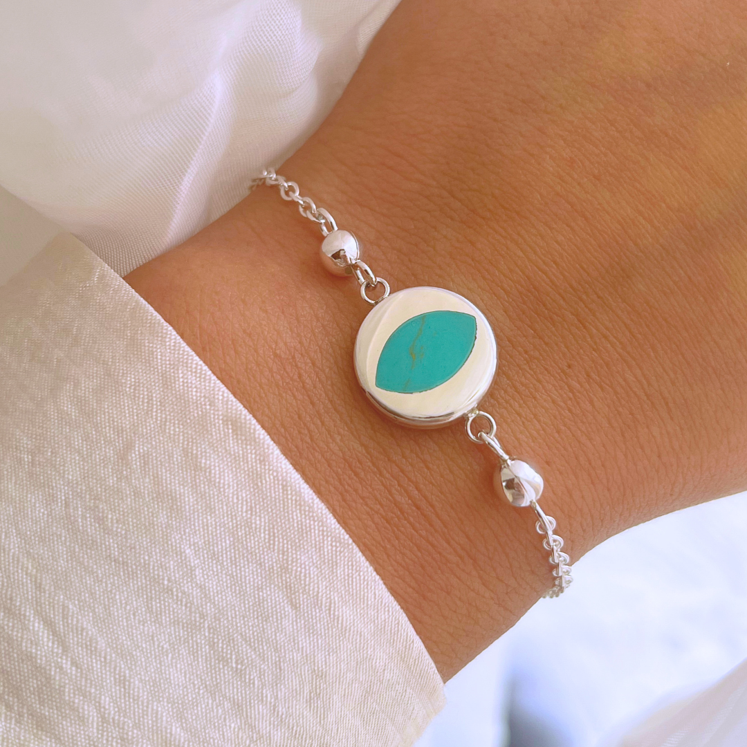 PULSERA CIRCULO Y PIEDRA TURQUESA