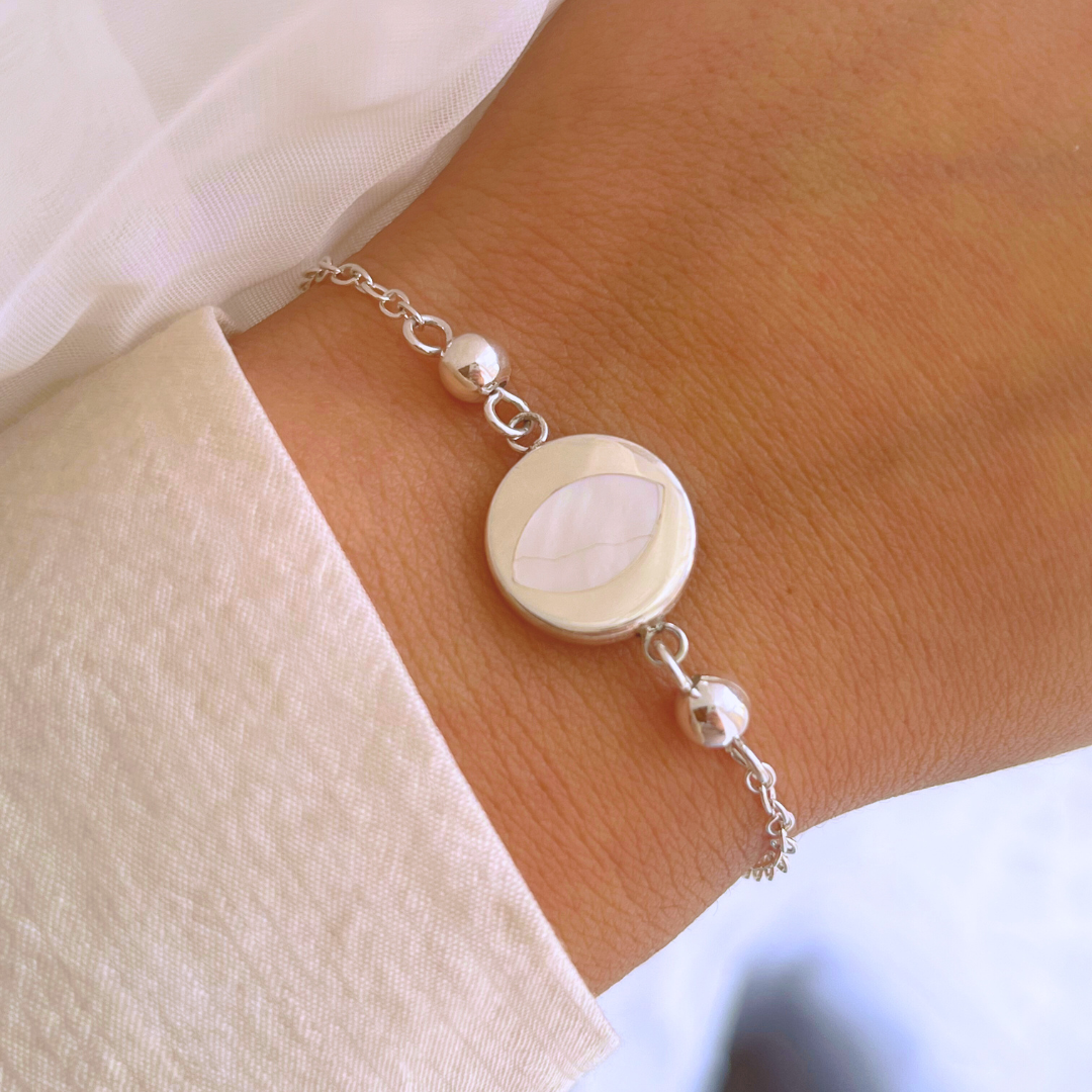 PULSERA CIRCULO Y PIEDRA NACAR