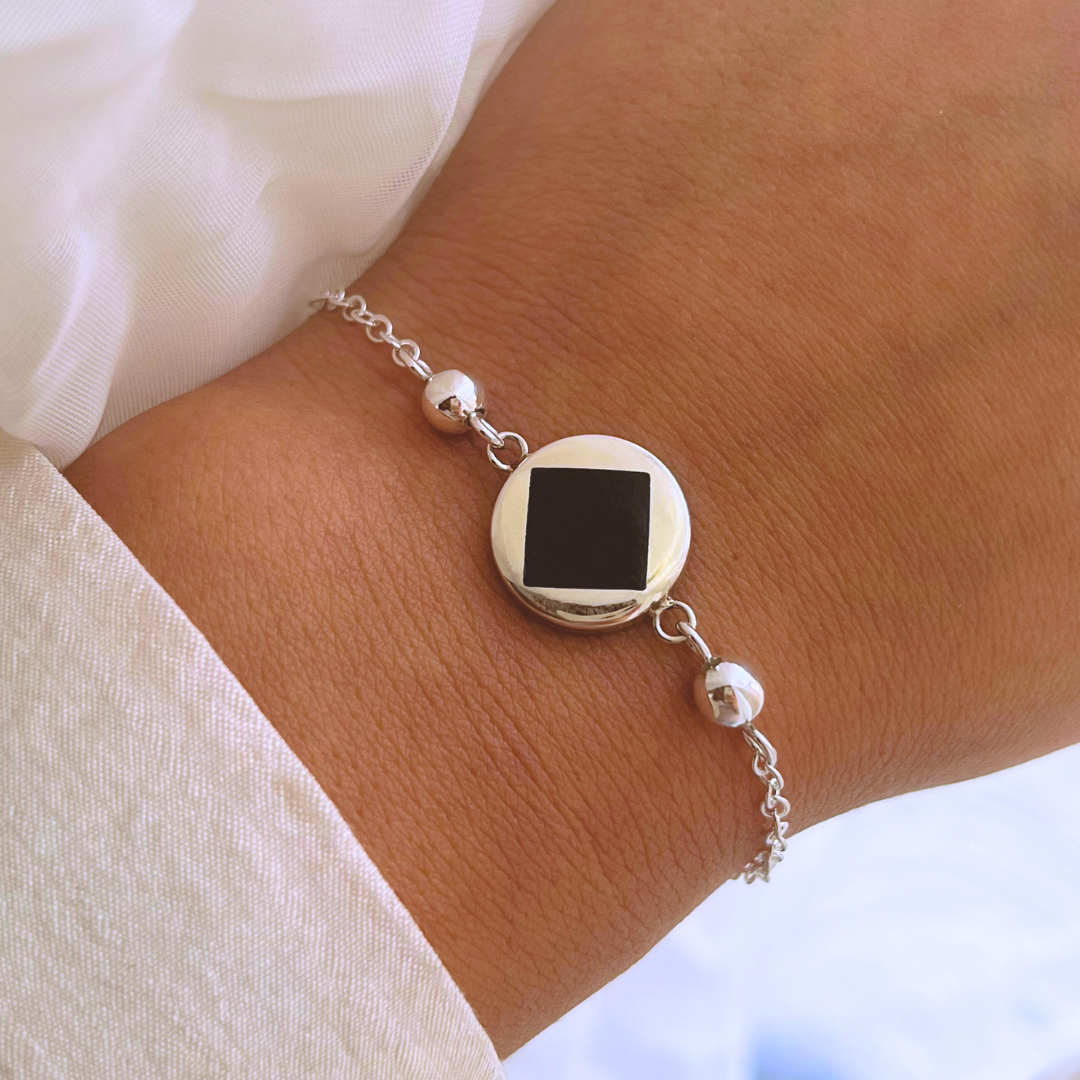 PULSERA CIRCULO Y PIEDRA ONIX