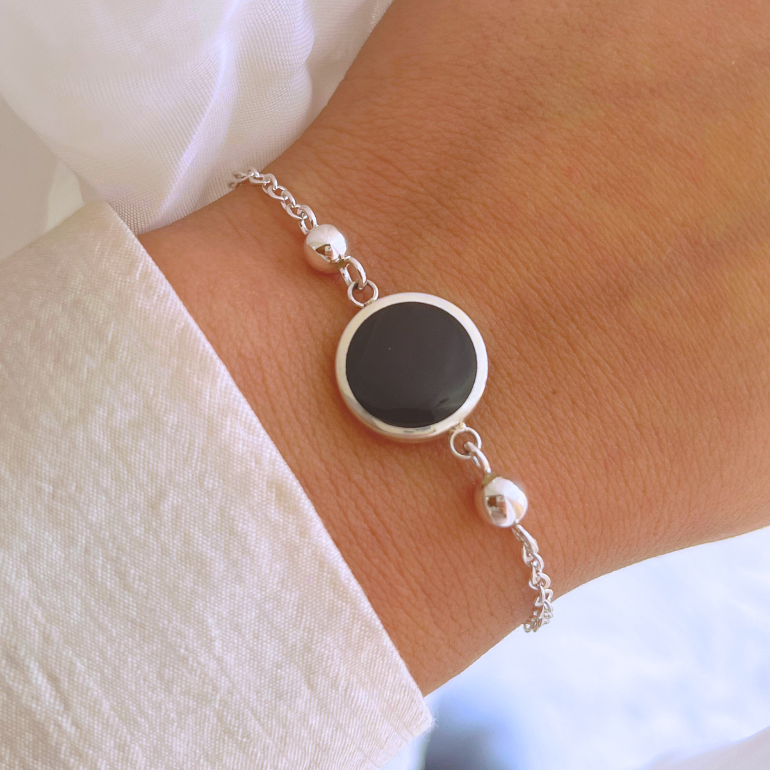 PULSERA CIRCULO Y PIEDRA ONIX