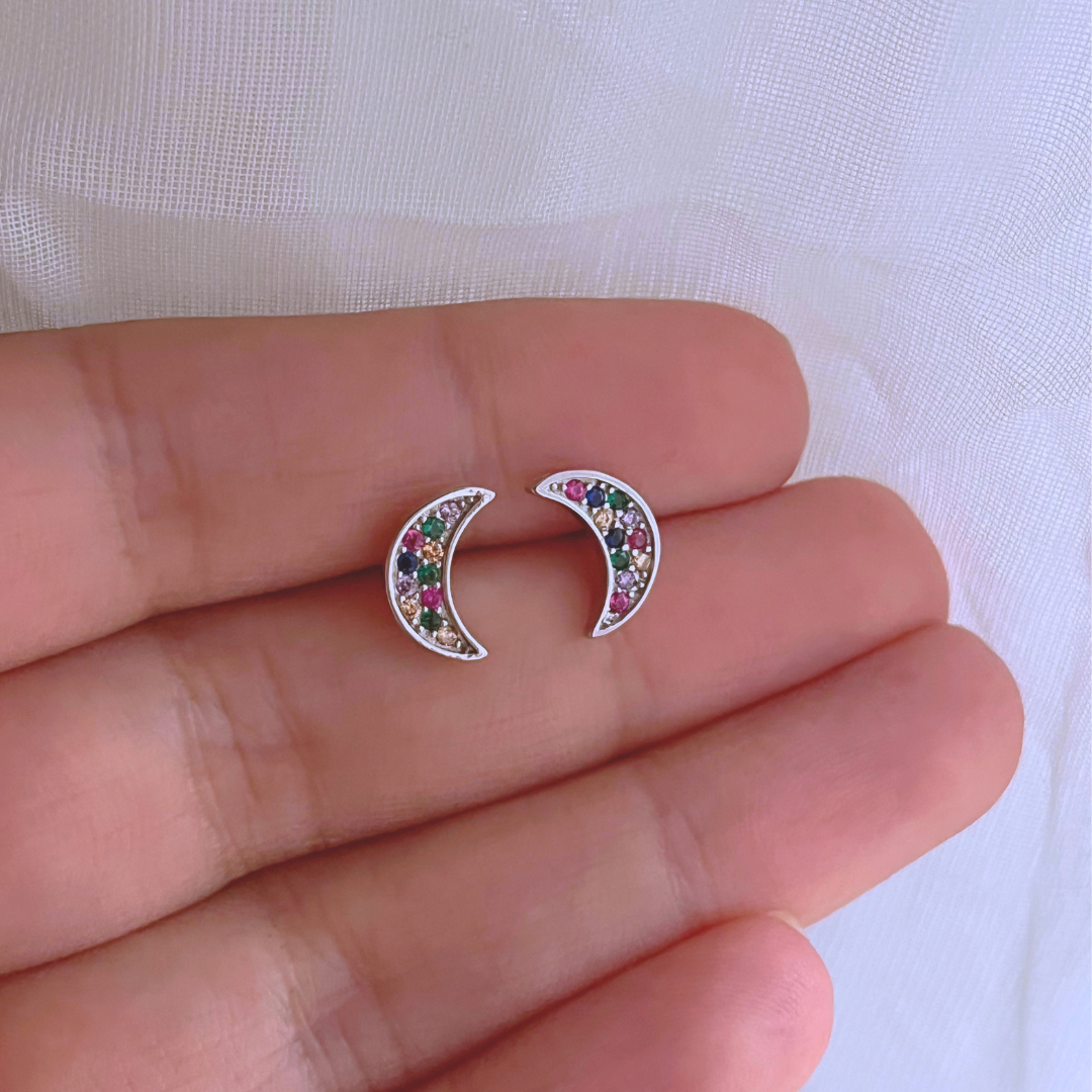 AROS LUNA CIRCONES MULTICOLOR