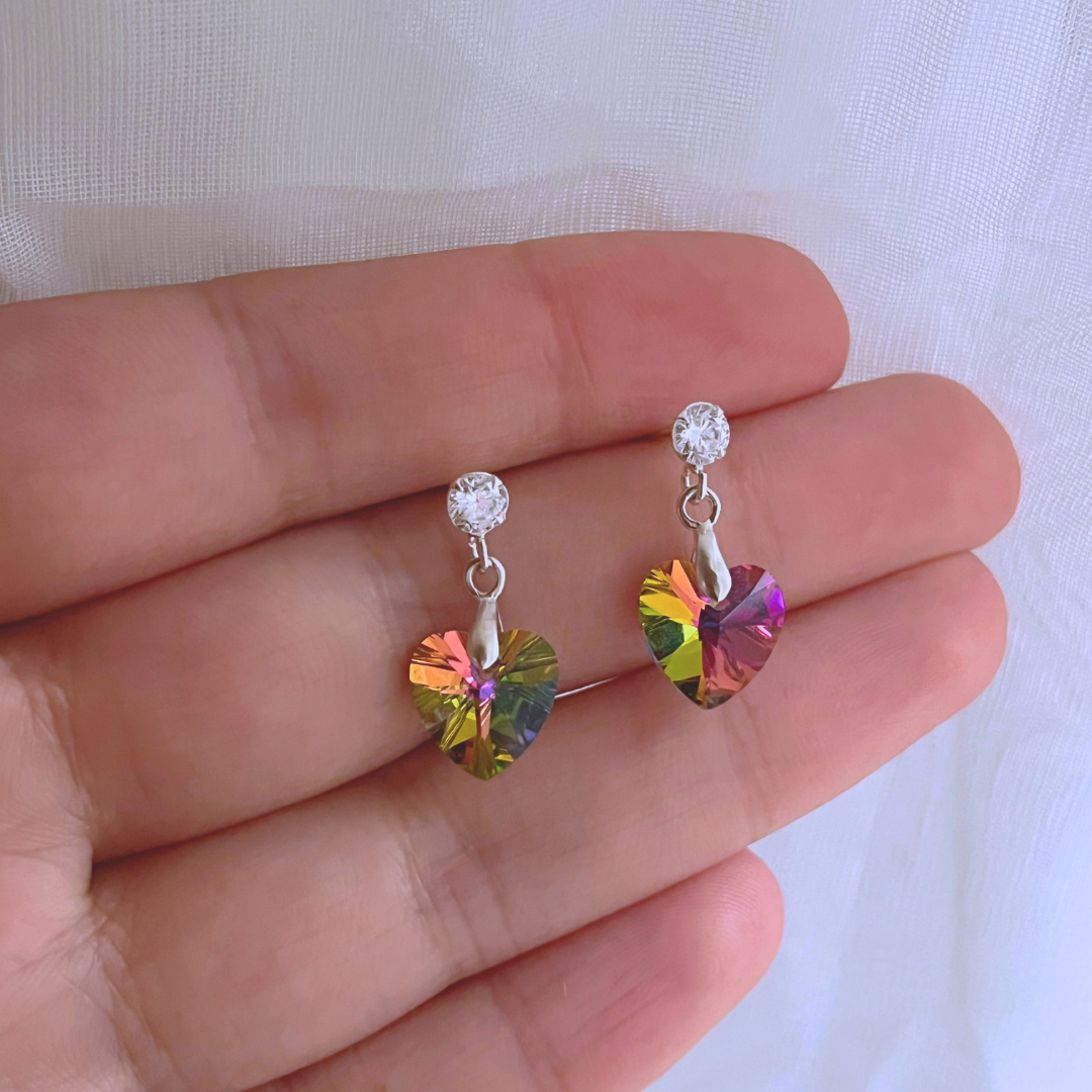 AROS CIRCÓN Y CORAZÓN DE CRISTAL TORNASOL