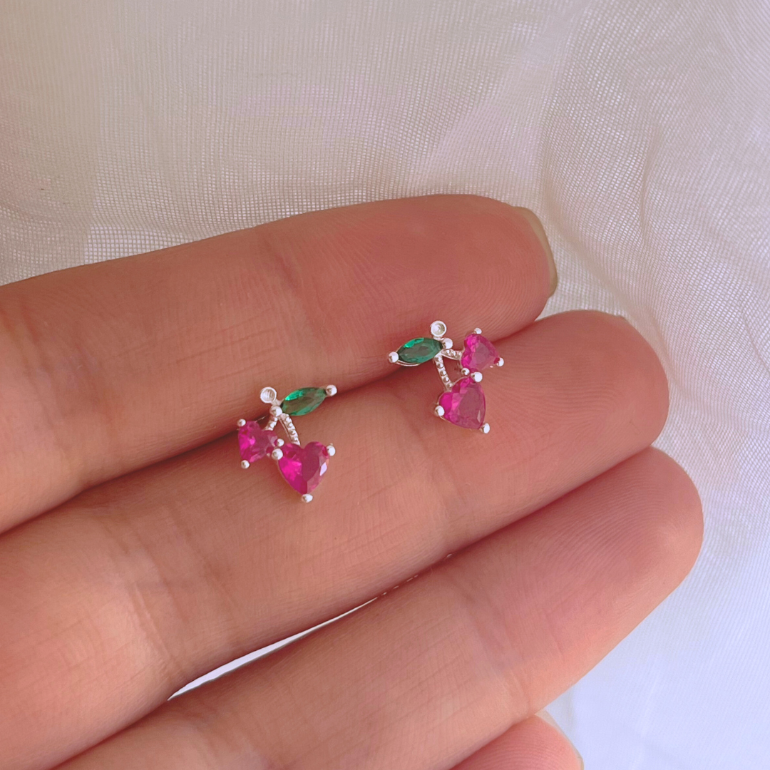 AROS CEREZAS CIRCONES MAGENTA Y ESMERALDA