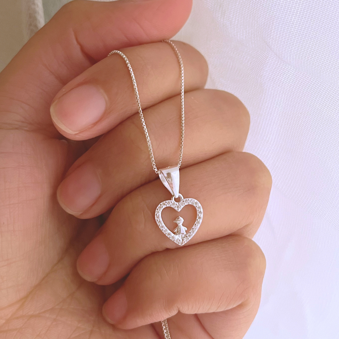 COLLAR CORAZÓN CIRCONES NIÑO _ 50 CM