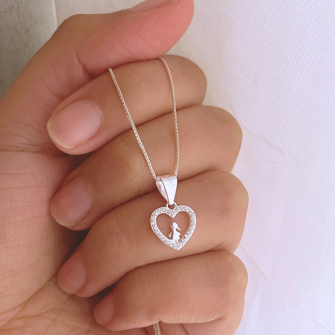 COLLAR CORAZÓN CIRCONES NIÑA _ 50 CM