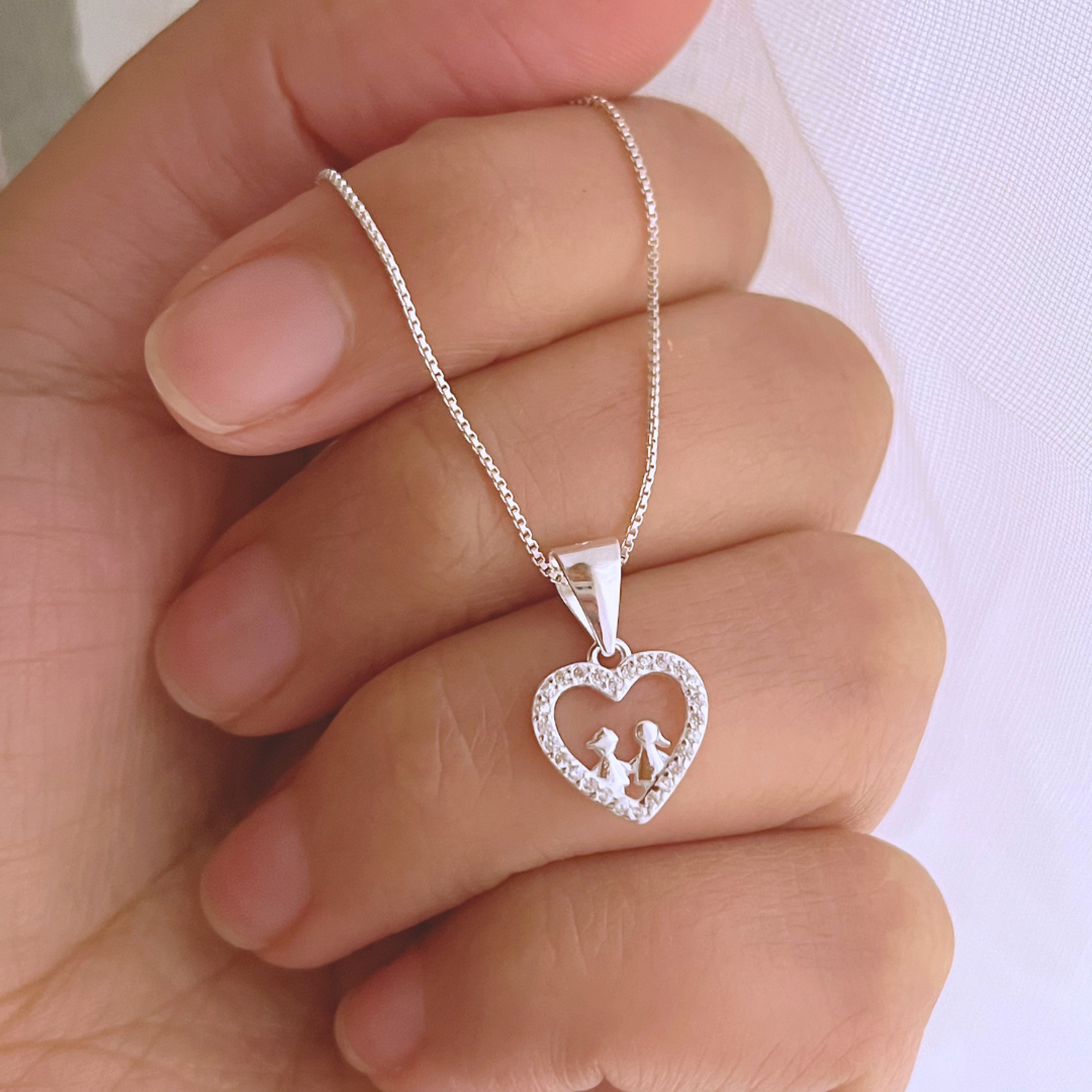 COLLAR CORAZÓN CIRCONES NIÑO Y NIÑA _ 50 CM